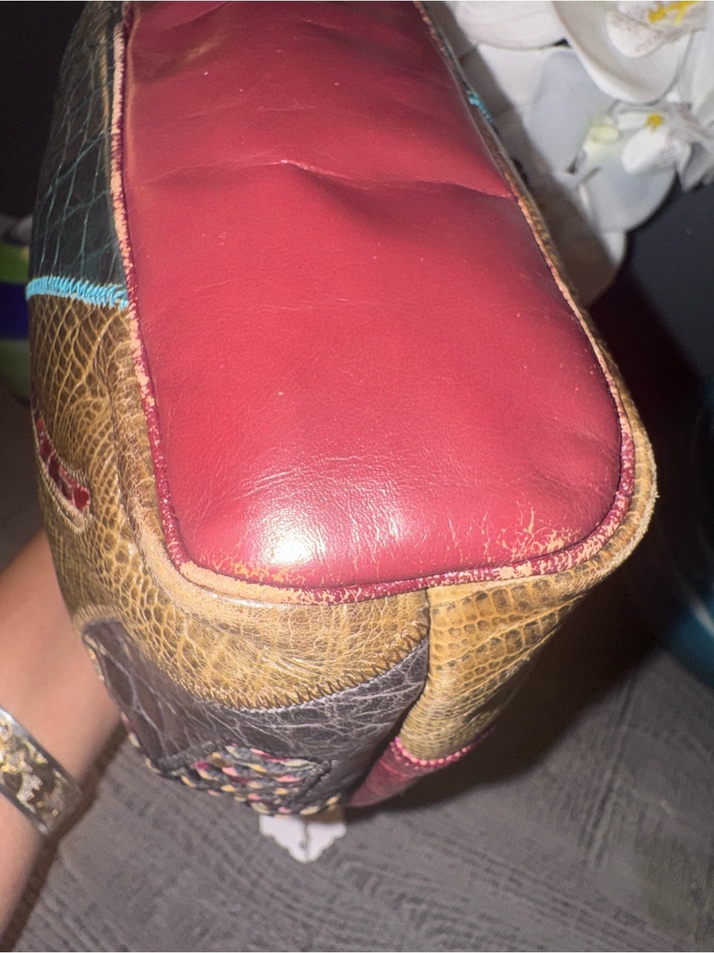Sharif Multicolor Beautifully Designed Patchwork Leather Shoulder Bag - Picture 9 of 14
